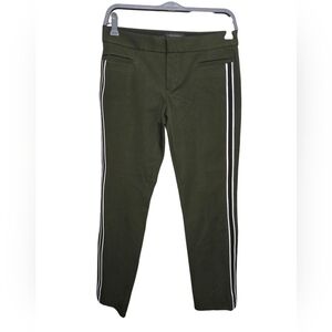 Banana Republic Sloan Fit Dark Green w Stripe Trouser Pant Sz 2 30" Waist Meas.